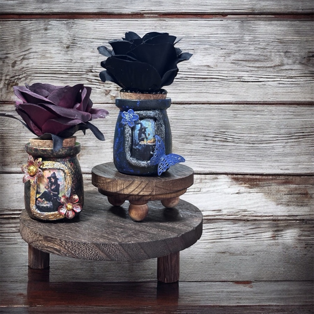 ✨ Witchy Decorated Glass Jars • 4oz • Handmade Boho Potion Bottles • Witchcore